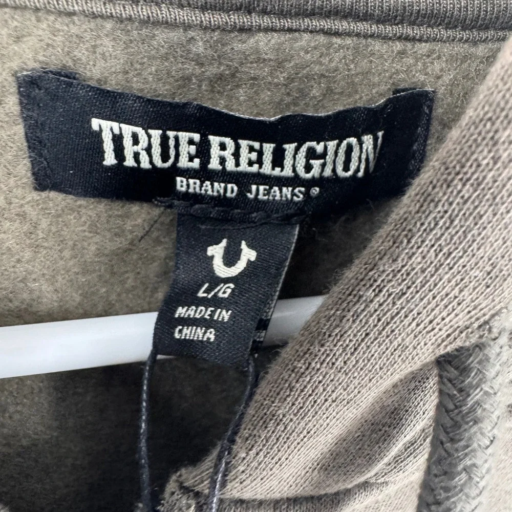 True Religion Mens Major Brown Gold HS Buddha Foil Zip Hoodie 700907 L NEW